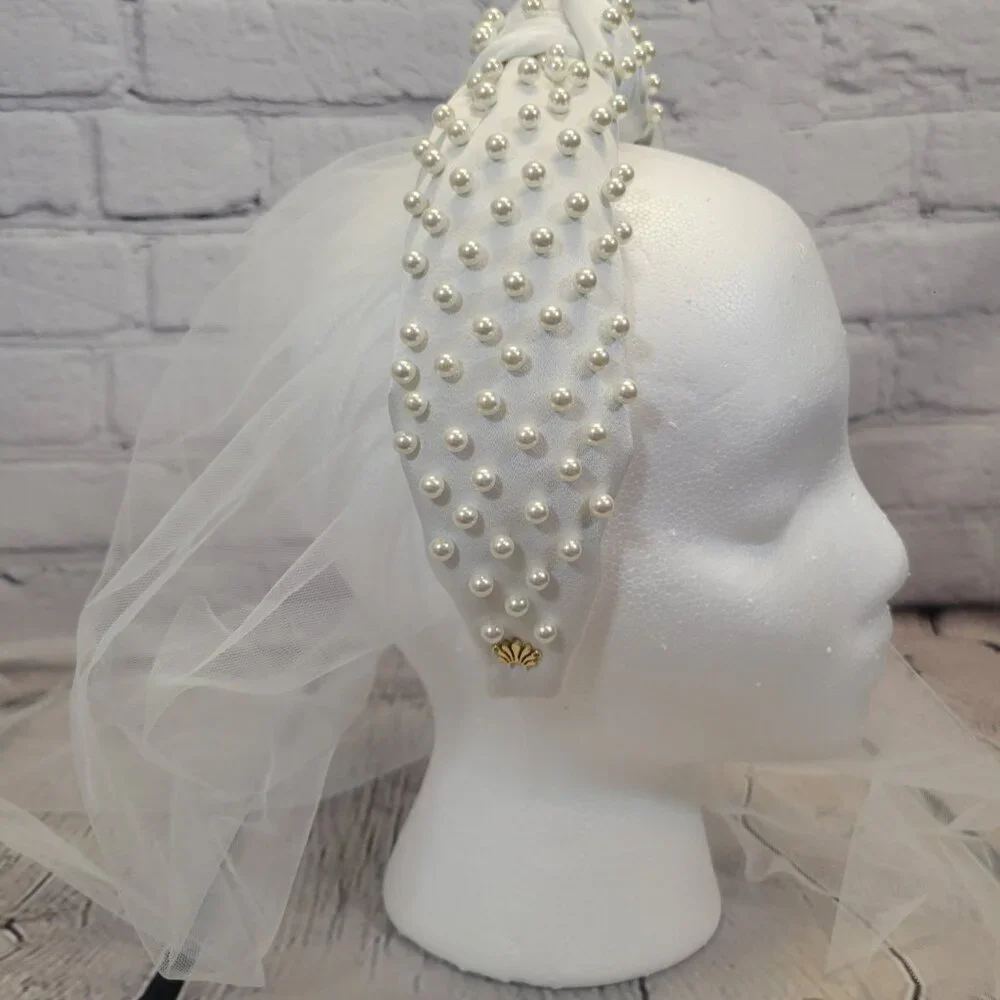Lele Sadoughi Veil Imitation Pearl Satin Headband